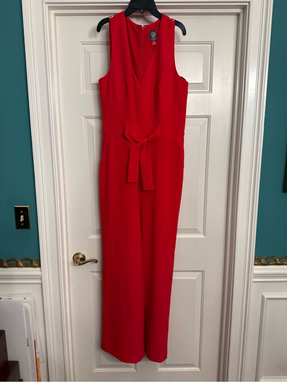 Vince Camuto Red V-Neck Sleeveless Jumpsuit